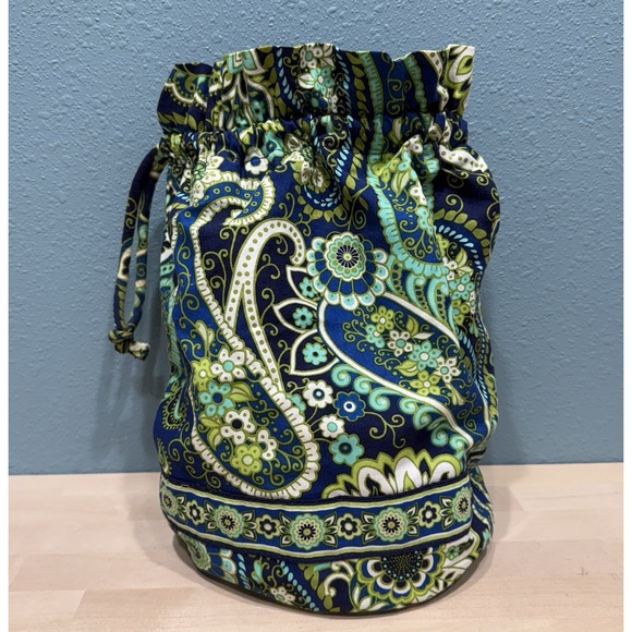 Vera Bradley Handbags - Vera Bradley Rhythm & Blues Drawstring Ditty Bag Water Resistant Lined Beach Bag